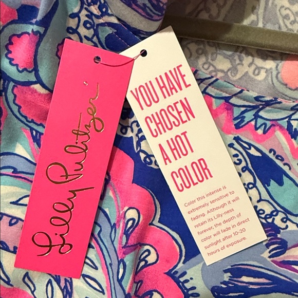 Lilly Pulitzer Pink and Blue Mermaids Call Neon Long Sleeve Top NEW XL 14 16 NWT - Picture 2 of 6